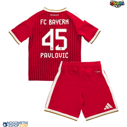 Otroški Nogometni dresi Bayern Munich Aleksandar Pavlovic #45 Domači 2026-27 Kratek Rokav (+ Kratke hlače)